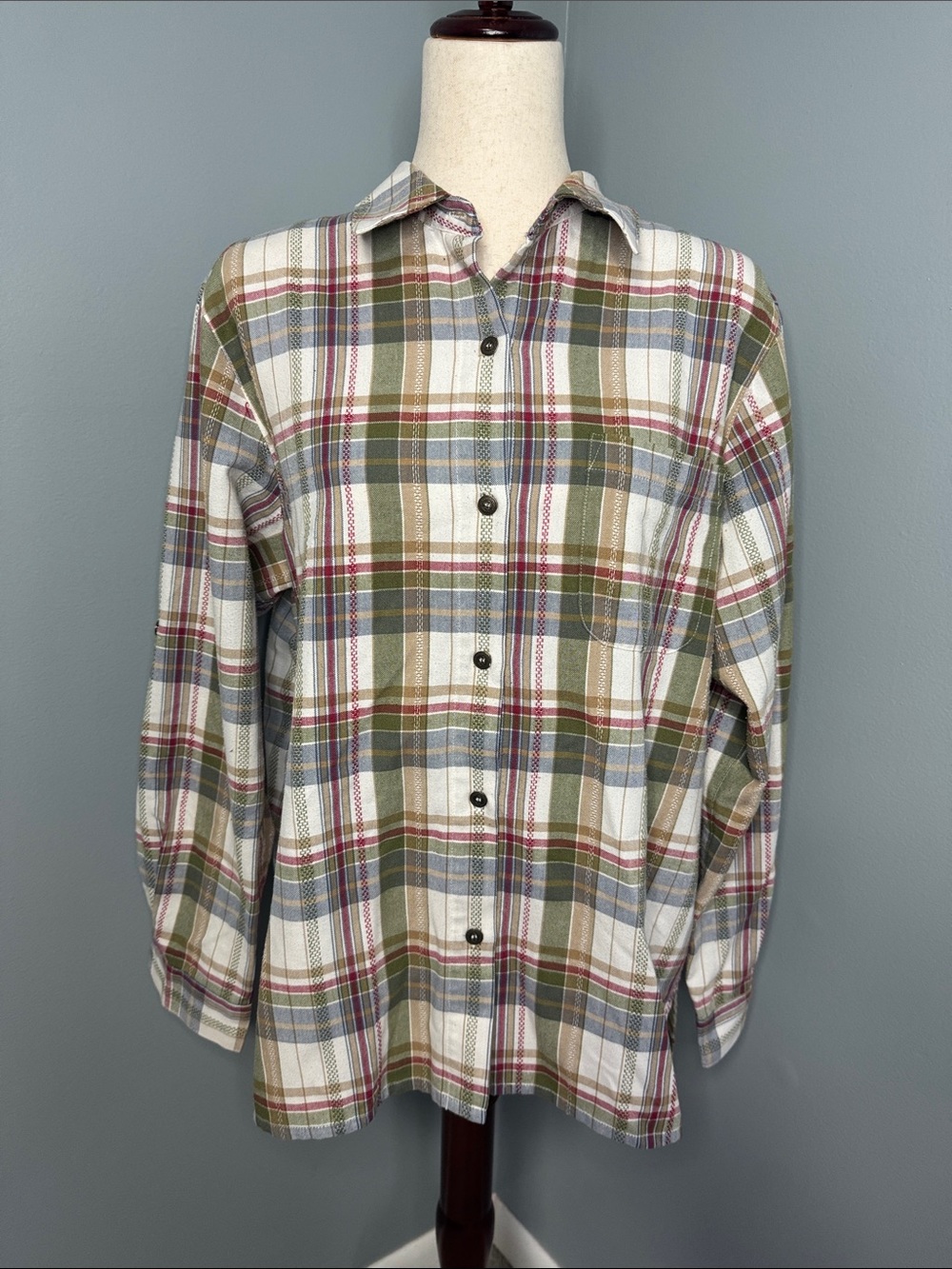 Alfred Dunner Women’s Multicolor Plaid Button-Down Shirt Sz 16